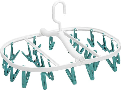 Premium Plastic PP Drying Hanger, Anti-Rusty Drying Rack for Clothes, Socks, Lingeries, Delicates, Drying Hanger with 24 Clips for Baby Clothes, Towels