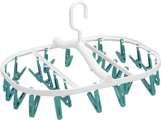 Premium Plastic PP Drying Hanger, Anti-Rusty Drying Rack for Clothes, Socks, Lingeries, Delicates, Drying Hanger with 24 Clips for Baby Clothes, Towels