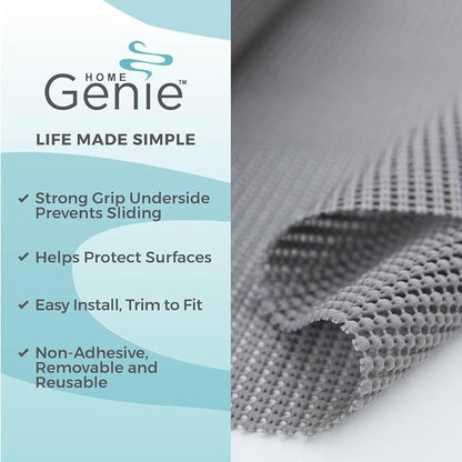 HOME GENIE Shelf Drawer and Cabinet Liner, Durable with Strong Grip, 17.5 in x 10 FT, Non Adhesive Liners Protect Kitchen Cabinets and Cupboard, Pantry, Bathroom Drawers and Shelves, Desks, Soft Gray