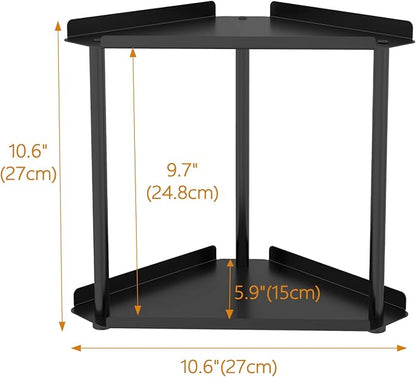 2 Tier Bathroom Counter Organizer, Vanity Organizer Corner Shelf, Skincare, Makeup Countertop Organizers, Kitchen, Bathroom Counter Storage, Black