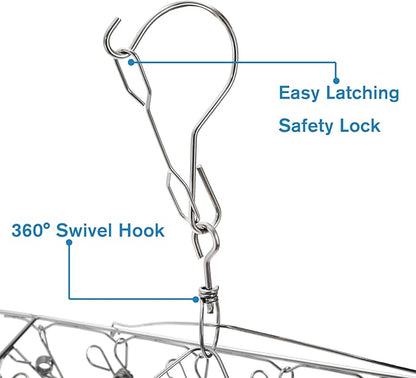 Tosnail 4 Pack Stainless Steel Clip and Drip Hangers with 30 Clips, Clothes Drying Rack Laundry Accessories