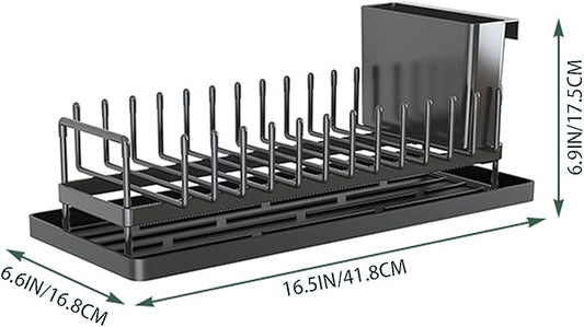kowiofame Cup Drying Rack Dish Drying Water Bottle Dryer Rack Long Kitchen Sink Counter Drainer Over Tray Plate Forks Glass Cups Spoons Organizer