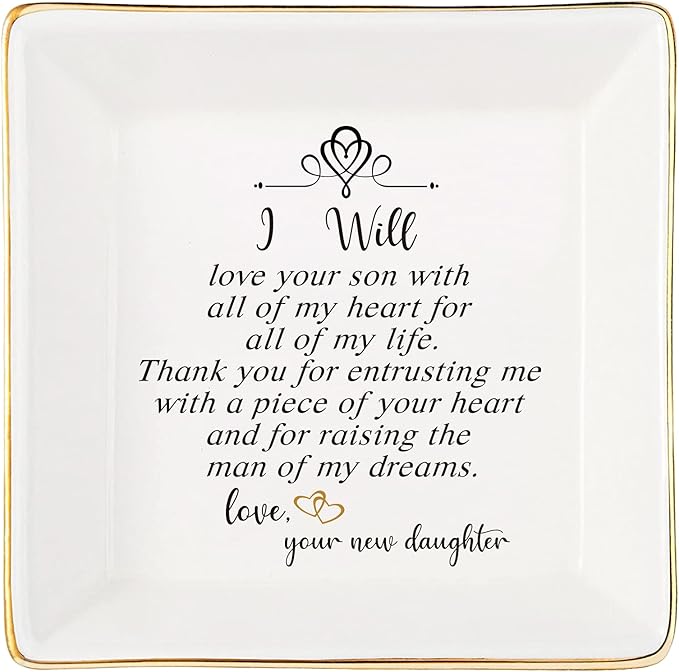 JOYIMARR Mother of the Groom Ring Dish - Thank You For Raising The Man Of My Dreams, Mom Gifts for Mother in Law at Wedding, Bridal Shower Gifts
