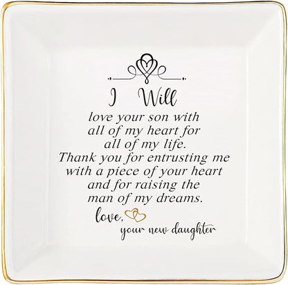 JOYIMARR Mother of the Groom Ring Dish - Thank You For Raising The Man Of My Dreams, Mom Gifts for Mother in Law at Wedding, Bridal Shower Gifts