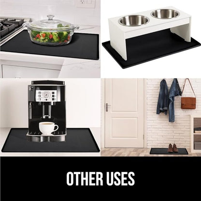 GORILLA GRIP Waterproof Silicone Under Sink Mat with Raised Lip for Kitchen and Bathroom, Cabinet Shelf Liner Stay in Place Mats Dishwasher Safe Drawer Liner, Organizer Tray, 15 x 22 in, Black