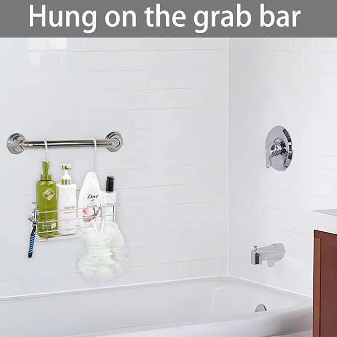 Seltomer Shower Caddy Hanging Shower Rack SUS304 Stainless Steel Hanging Shower Orangizer with Hooks Over The Door, Shampoo Basket Storage (Single-Layer)