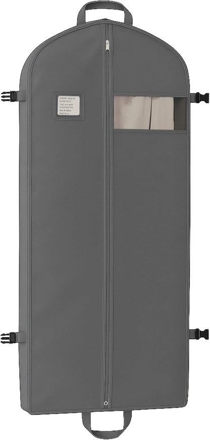 Party Bargains Garment Bag 59-Inch – Non-Woven Hanging Clothes Storage Cover for Suits, Dresses & Coats, Zippered for Closet or Travel (Gray)