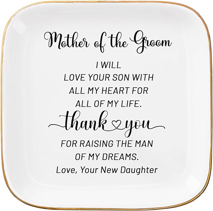 COZITED Mother of Groom Jewelry Dish Ring Plate - Thank You for Raising of My Dreams, Wedding Gifts for Mother of The Groom Christmas Birthday from Bride