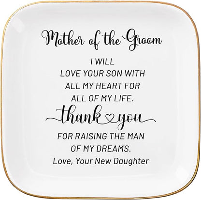 COZITED Mother of Groom Jewelry Dish Ring Plate - Thank You for Raising of My Dreams, Wedding Gifts for Mother of The Groom Christmas Birthday from Bride