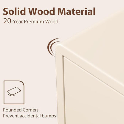 Solid Wood Nightstand White Night Stand with Drawers Mid Century Modern Nightstand with Storage,Wood Night Stand,Small Bedside Table for Bedroom,Living Room,Office,White Bedside Table