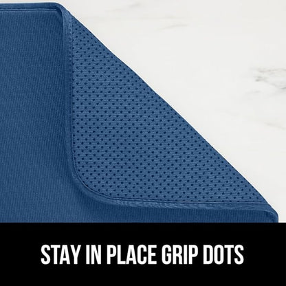 GORILLA GRIP Ultra Water Absorbent Microfiber Dish Drying Mat, Quick Dry Thick Mesh, Slip Resistant Pad for Sink Dishes or Under Rack, Kitchen Counter Accessories, Machine Wash, 18x16 Inch, Blue