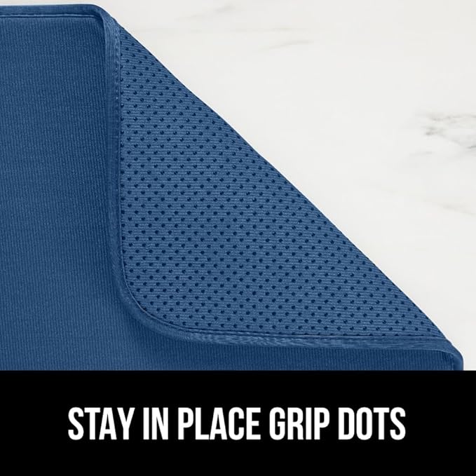 GORILLA GRIP Ultra Water Absorbent Microfiber Dish Drying Mat, 18x24, Quick Dry Thick Mesh, Slip Resistant Pad for Sink Dishes or Under Rack, Kitchen Counter Accessories, Machine Wash, Blue