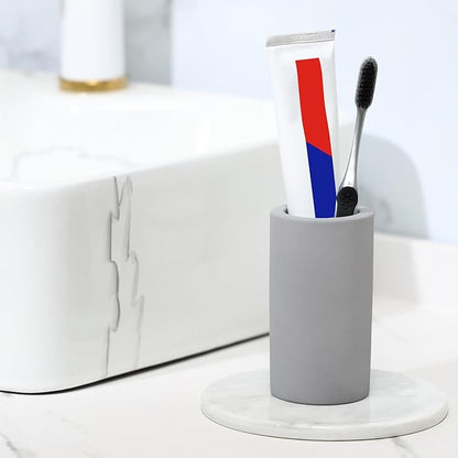 Coengwui 2Pcs Diatomite Toothbrush Holder for Bathroom Sink, Countertop Organizer, Quick Dry Stand Cup for Toothpaste, Razors, Makeup Brushes - Water-Absorbent & Quick-Drying (Dark Grey, Height 4.3")