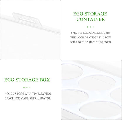 OUNONA 1Pcs 8 Grid Egg Holder, Egg Holder Camping Carrier, Plastic Container, Shockproof Storage Box, Crisper Carrier Case for Refrigerator Camping Picnic Travel Kitchen Outdoor, Clear