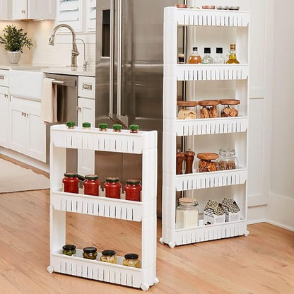 The Lakeside Collection Slim Rolling Storage Kitchen Cart Utility Cart Plastic - 5 Tier