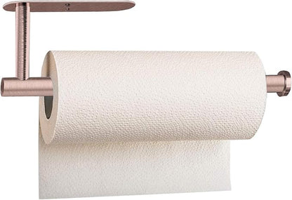 Under Cabinet Paper Towel Holder - Wall Mount Paper Towel Roll Holder Adhesive, Rose Gold SUS304 Stainless Steel Towel Paper Holder for Kitchen, Bathroom, Cabinets