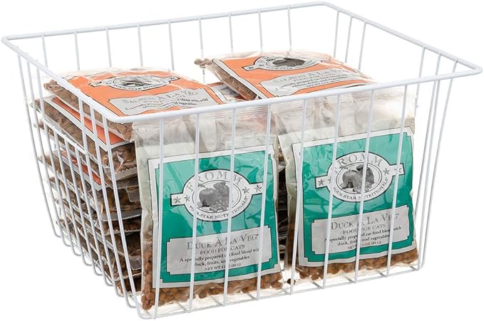 Freezer Basket Organizer, Refrigerator Metal Wire Storage Divider, Household Container Bins with Handles for Kitchen, Pantry, Cabinet, Closets - Pearl White (6, 11in x 10in x 5.5in)