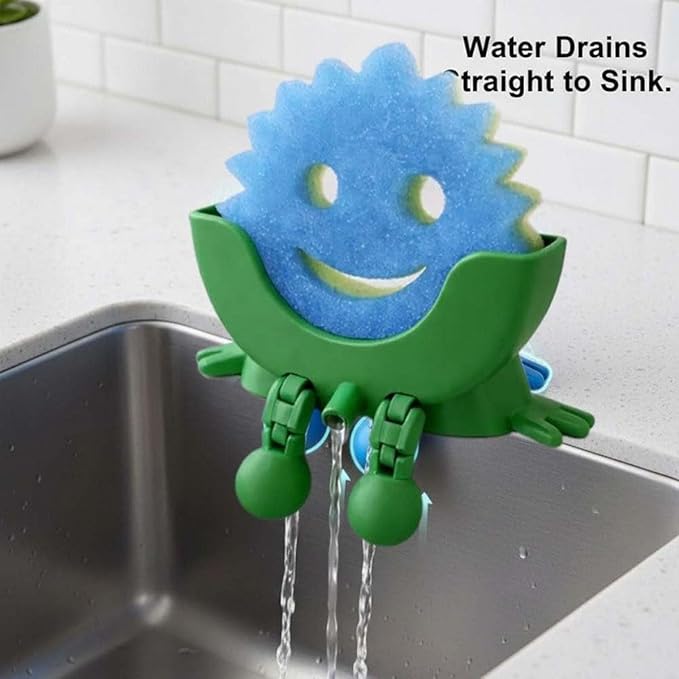 3D Printed Cute Smiley Sponge Holde - With Drainage,Keeps Your Sponge Dry & Smiling,For Cute Smiley Sponge Holder (blue, small size)