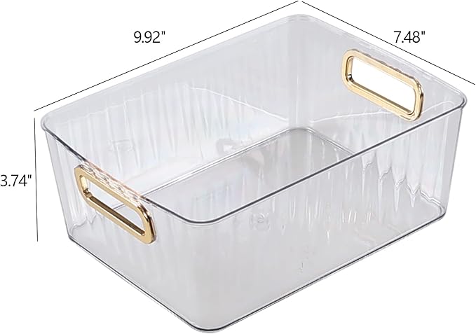 Ziglous Clear Plastic Organizing Bins, Plastic Pantry Storage Baskets for Fridge, 6-Packs