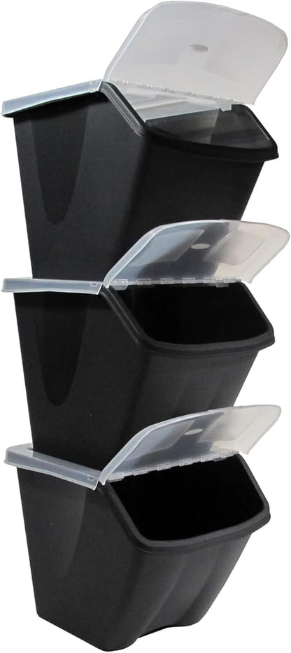 Redmon Since 1883 10 Gallon Stackable Shutter Bins, Black, 7316
