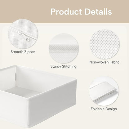 Criusia Underwear Sock Drawer Organizer Dividers 8 Set, Foldable Dresser Closet Organizers and Storage Bins for Baby Clothing, Sock, Underwear, Bra, Ties, Scarf (White)
