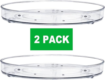 2 Pack Lazy Susan Organizer, 10.6" Clear Lazy Susan Turntable for Kitchen Cabinet,Turntable Organizer for Countertop, Pantry Organization and Storage