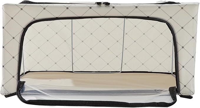 Periea Oxford Cloth Steel Frame Storage Boxes - Under-Bed or in Closet - Pack of 2 Medium Organizers (Black Dots)
