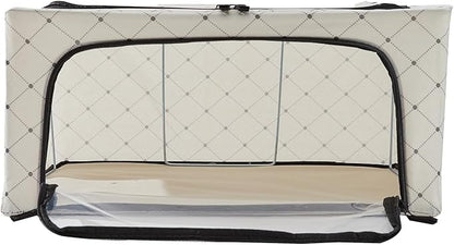 Periea Oxford Cloth Steel Frame Storage Boxes - Under-Bed or in Closet - Pack of 2 Medium Organizers (Black Dots)