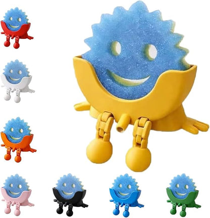 3D Printed Cute Smiley Sponge Holde - With Drainage,Keeps Your Sponge Dry & Smiling,For Cute Smiley Sponge Holder (yellow, small size)