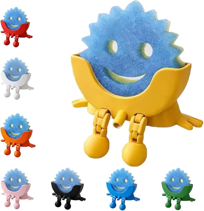 3D Printed Cute Smiley Sponge Holde - With Drainage,Keeps Your Sponge Dry & Smiling,For Cute Smiley Sponge Holder (yellow, large size)