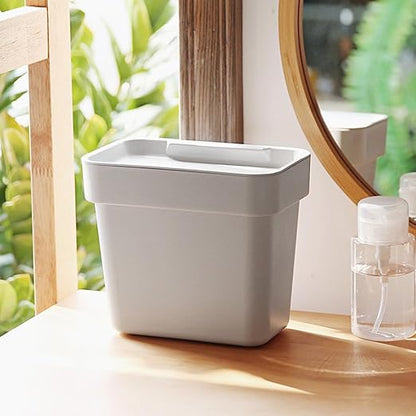 0.8 Gallon Hanging Small Trash Can with Lid for Cupboard/Bathroom/Bedroom/Office/Camping (White, 2PCS Trash can with Bags)