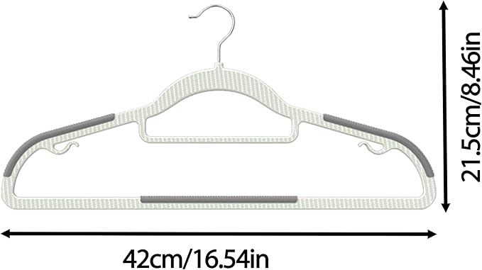 MLKJHHI 40 Pack Heavy Duty Plastic Hangers, Non Slip Clothes Hangers with Rubber Pads and 360° Hook - Thin Space Saving Hanger, Closet Organizer for Shirt, Pants, Suit, Skirt,Coat - Gray