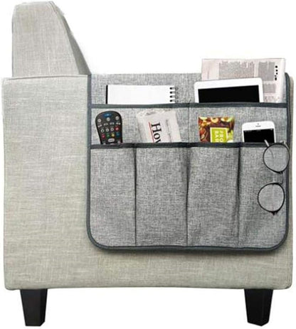 IPENNY Cotton Linen Sofa Couch Remote Control Holder Chair Armrest Caddy Pocket Organizer Storage Bag for Cellphone Tablet Notepad Book Magazines DVD Eyewears Drinker Snacks Holder Pouch