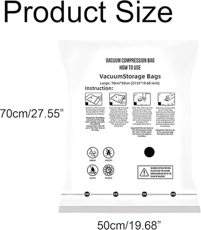 Weejian 8 Medium Vacuum Storage Seal Bags, Space Saver Bags with Travel Hand Pump, Compression Airtight Sealer Bags for Clothes, Bedding, Pillows, Comforters, Blankets
