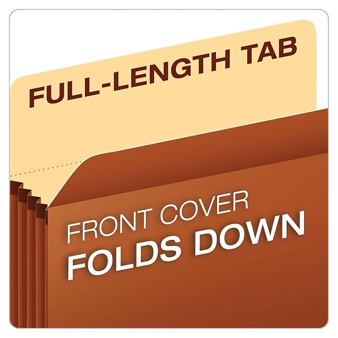Pendaflex Expanding File Pockets, Letter Size, File Organizer for School, Home or Office, 5.25" Expansion, Reinforced with DuPont™ Tyvek® Material, Letter Size, Redrope, 10 Per Box (1534G-OX)