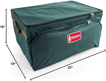 TreeKeeper (Green Christmas Ornament Storage Box with Dividers) - Deluxe Ornament Keeper - Holds 72 Ornaments up to 4 Inches in Diameter | 3 Removable Trays with Separators | Acid-Free Fabric Lining