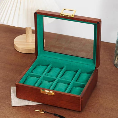Solid Wood Watch Box 8 Slots With Glass Lid Walnut Collection Case For Men Women Luxury Wooden Display Organizer Storage Holder