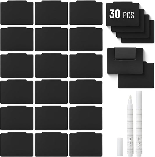 Mr. Pen- Basket Labels Clip On Set, 32 pcs, 30 Removable Bin Labels Clip On with 2 Chalk Markers