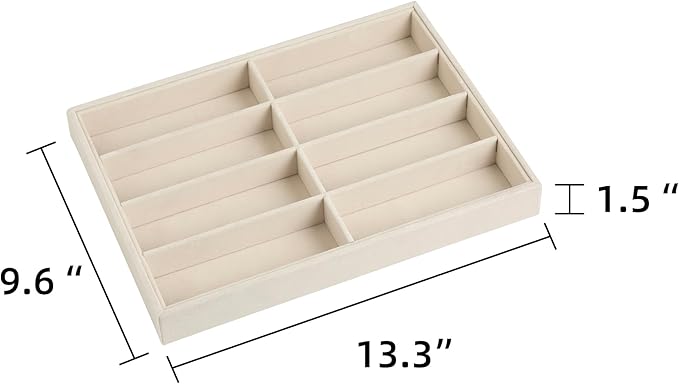 Frebeauty Sunglass Organizer,Velvet Glasses Organizer,8-Slot Sunglasses Tray for Drawer, Men's/Women's Sunglasses Box, Glasses Holder for Watch Stackable Eyeglass/Eyewear Display Tray(Beige)