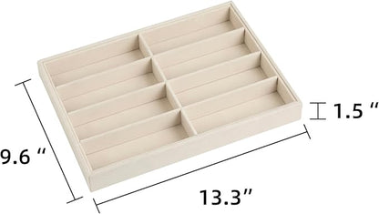 Frebeauty Sunglass Organizer,Velvet Glasses Organizer,8-Slot Sunglasses Tray for Drawer, Men's/Women's Sunglasses Box, Glasses Holder for Watch Stackable Eyeglass/Eyewear Display Tray(Beige)