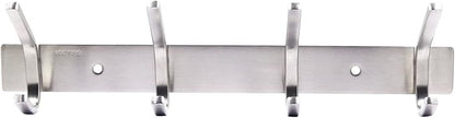 WEBI C-CBG04 Heavy Duty Stainless Steel 304 Hook Rail Coat Rack with 4 Hooks, Satin Finish, Great Home Storage & Organization for Bedroom, Bathroom, Foyers, Hallways