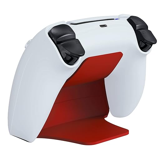PlayVital Red Controller Display Stand for ps5, Gamepad Accessories Desk Holder for ps5 Controller with Rubber Pads