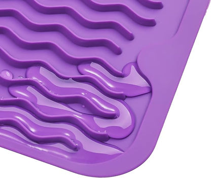 Silicone Dish Drying Mat for Multiple Usage,Easy clean,Eco-friendly,Heat-resistant Silicone Mat for Kitchen Counter,Sink,Bar,Bottle,or Cup Purple M 17 inches x 6 inches