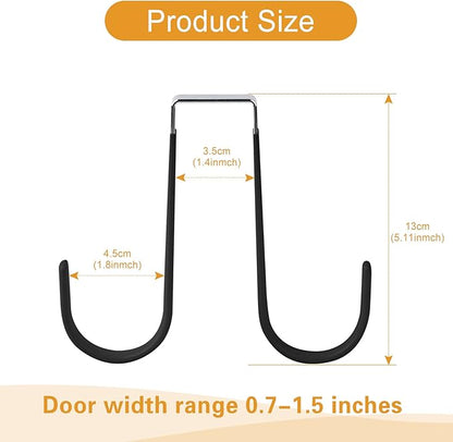 Manesi Over The Door Hooks, Soft Rubber Prevent Scratches Door Hangers Hooks for Bathroom, Living Room, Bedroom, and Kitchen Hanging Clothes, Towels, Shoe Bag, Hats, Coats, Bags, etc. (Black, 4 Pack)