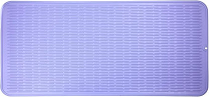 Silicone Dish Drying Mat for Multiple Usage,Easy clean,Eco-friendly,Heat-resistant Silicone Mat for Kitchen Counter or Sink,Refrigerator or Drawer Liner Light Purple 5XL 36inches x 18inches