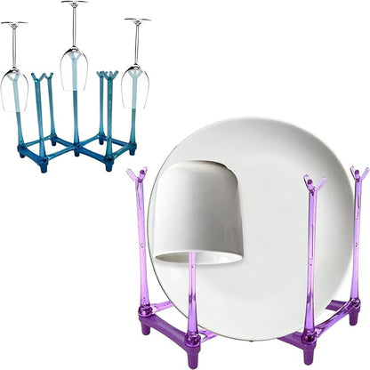 Alovexiong Retractable Cup Drying Rack Drinking Glass Holder Bottle Drying Holder Sports Bottle Drainer Stand Plastic Bag Dryer and Mug Tree Cup Stand Tray Holder for Kitchen,Office (Random Color)
