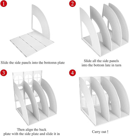 SAYEEC Magazine Holder Plastic File Sorter Binder Holder for Desk Folder Organizer Stand Book Shelf Dividers Vertical Filling Storage Rack Desktop Bookshelf Display Box for Office School Home (Grey)