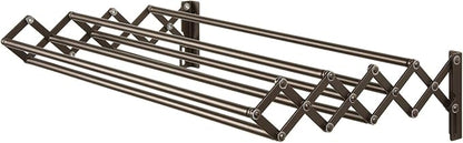 mDesign Steel Wall Mount Accordion Expandable Retractable Clothes Air Drying Rack - 8 Bars for Hanging Garments - Mounted Organizer for Laundry/Utility Room, Bathroom, Garage, Bardo Collection, Bronze