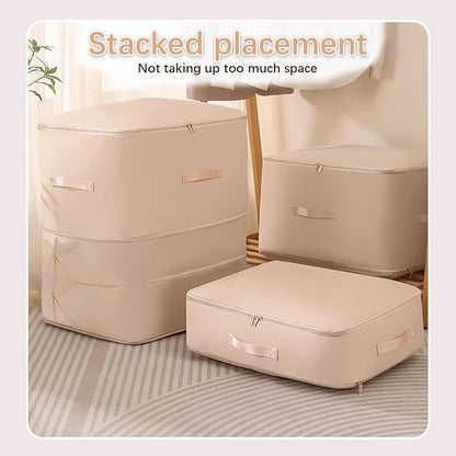 NotiGat XL Ultra Space Saving Bags self compression organizer bags space saver bag for comforters Storage bag organizer for blankets bedding clothes(Beige-1PCS)