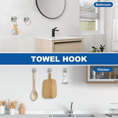 Cilee 15-Pieces Bathroom Hardware Set - Brushed Nickel Bathroom Accessories, 24 Inch Towel Bar, Square Towel Ring, Toilet Paper Holder, Towel Hook, Wall-Mounted Stainless Steel Towel Bar Rack Set